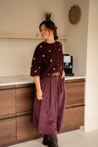 Cardigan Fleur bordeaux