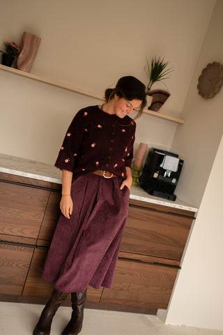 Cardigan Fleur bordeaux