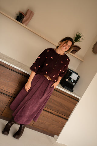 Cardigan Fleur bordeaux
