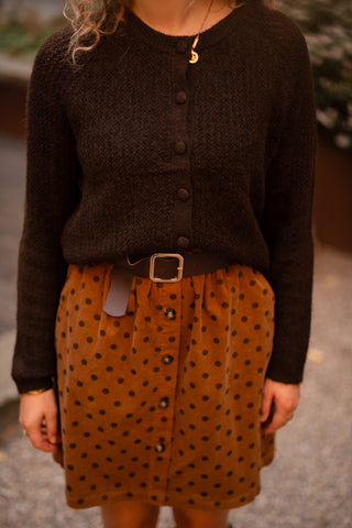dot skirt velvet camel