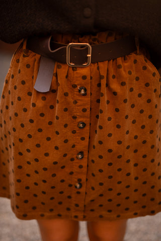 dot skirt velvet camel
