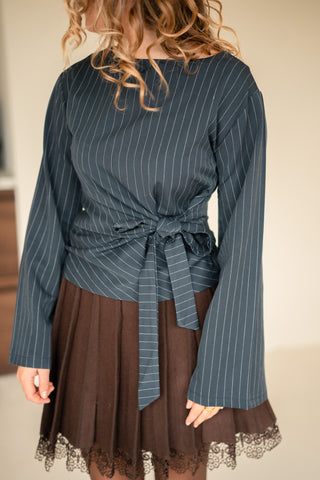 top Zora pinstripe navy