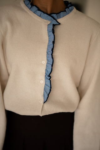 Cardigan Eef creme/blue