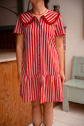 april red/pink striped dress kraag Perle 6722 – foto 2