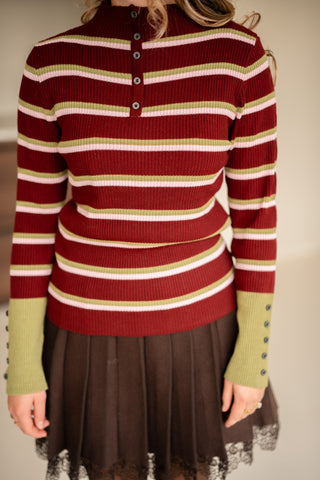 cardigan stripe azzurro 89441 burgundy