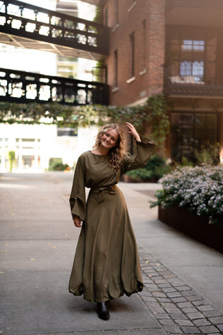 Dress ballon Claudia olive