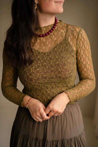 Lace top Febe olive