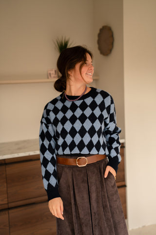 Rhomb knit blue