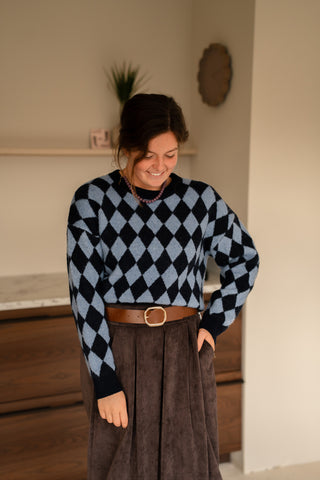 Rhomb knit blue