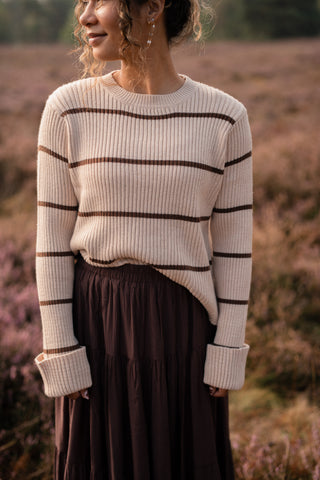 Azzurro knit beige/brown stripe