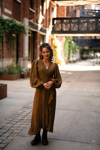 Wrap dress keet olive