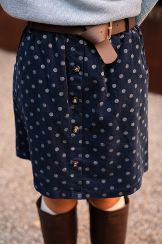 dot skirt velvet navy