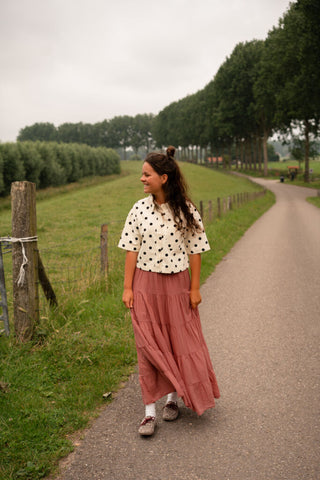 8459 beige short blouse dot sief – foto 4