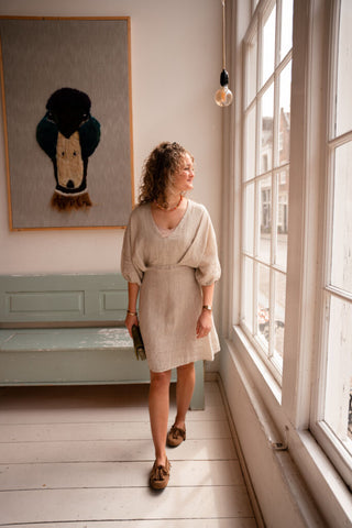 leen dress linnen beige