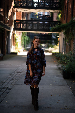 Azzurro brown flower dress