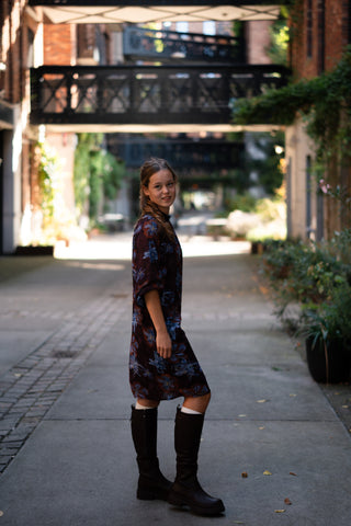 Azzurro brown flower dress