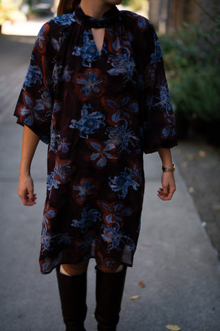 Azzurro brown flower dress