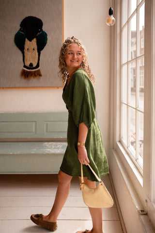 leen dress linnen green – foto 3