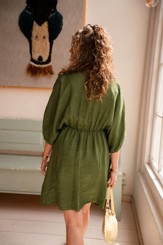 leen dress linnen green – foto 5
