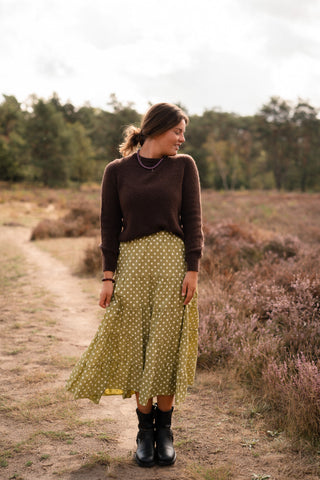 Fien long top knitted brown