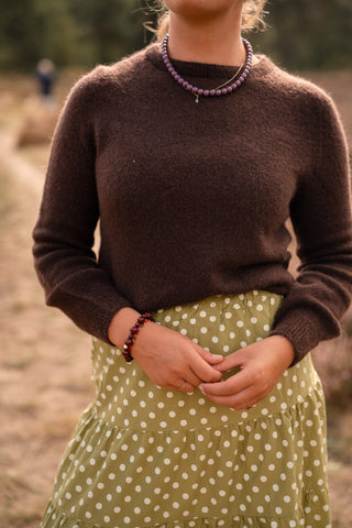 Fien long top knitted brown