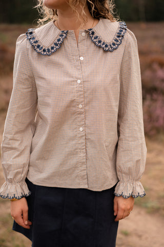 blouse Laura block kraag brown