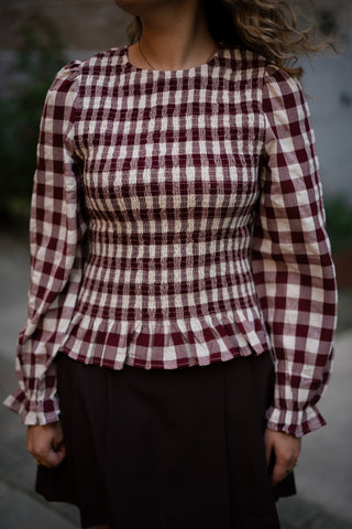 blocked smocked top Fee rouge