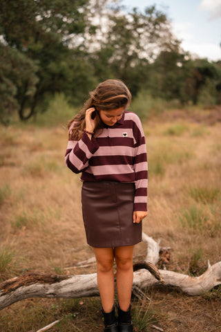 Polo long sleeve bordeaux/rose