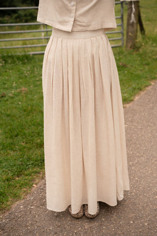 3116 skirt elena wide linnen beige – foto 2