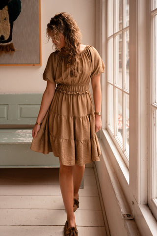 Crete dress short camel – foto 5