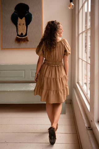 Crete dress short camel – foto 3