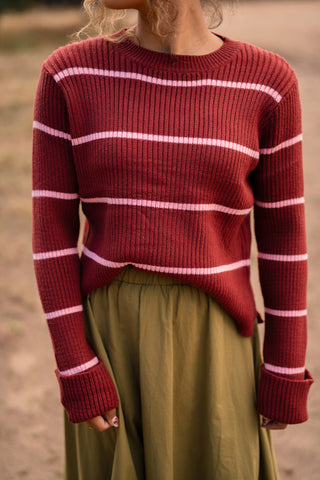 Azzurro knite bordeaux/pink stripe