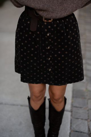 dot skirt velvet brown