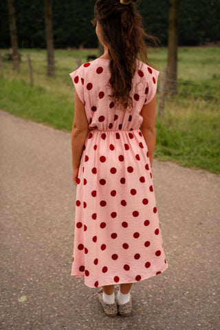 8659 dot long dress azzurro lefkas pink – foto 4