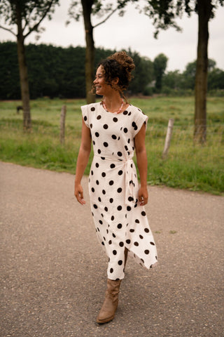 8659 dot long dress azzurro lefkas beige – foto 3