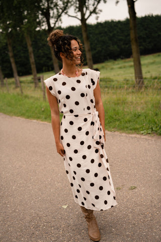 8659 dot long dress azzurro lefkas beige