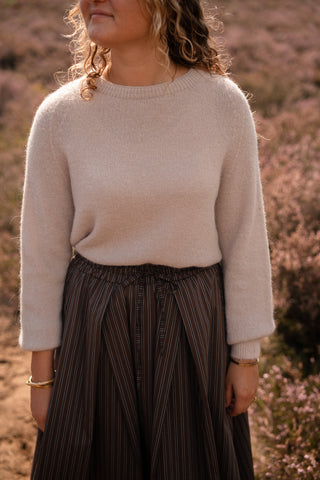 Fien long top knitted beige
