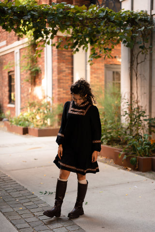 dress black boho hazel
