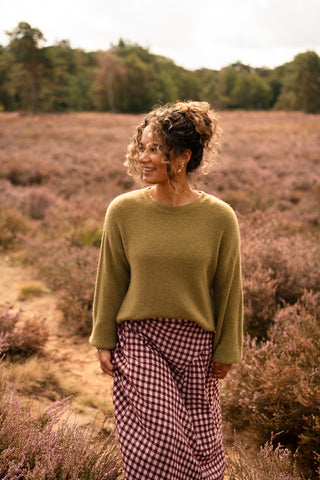 Fien long top knitted olive