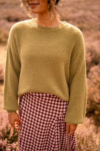 Fien long top knitted olive