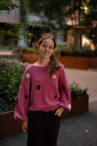 pink flower knit