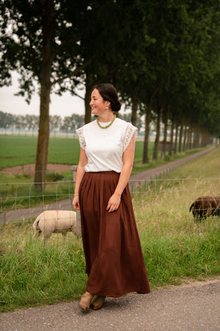 3116 skirt elena wide linnen brown