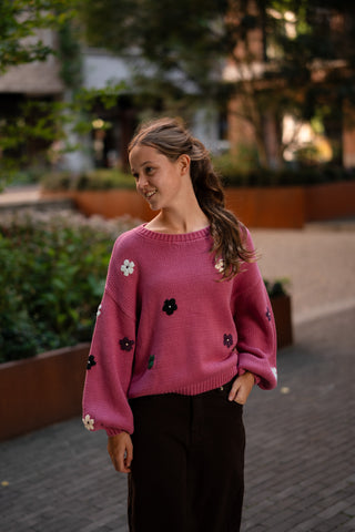 pink flower knit