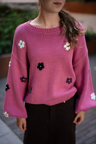 pink flower knit