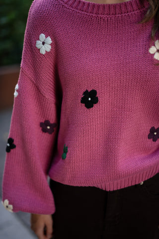 pink flower knit