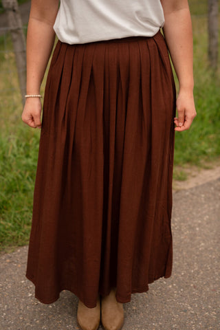 3116 skirt elena wide linnen brown – foto 2