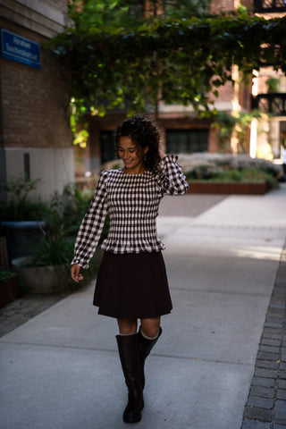 blocked smocked top Fee brown