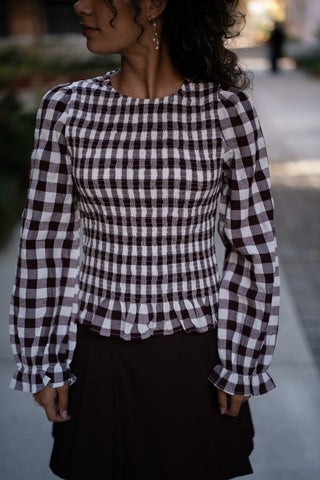 blocked smocked top Fee brown