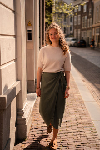 Linnen wrap skirt Maria army