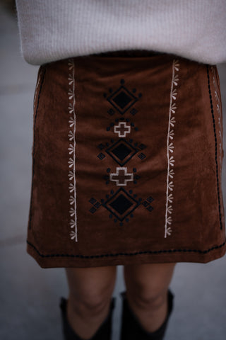 skirt indian suede brown